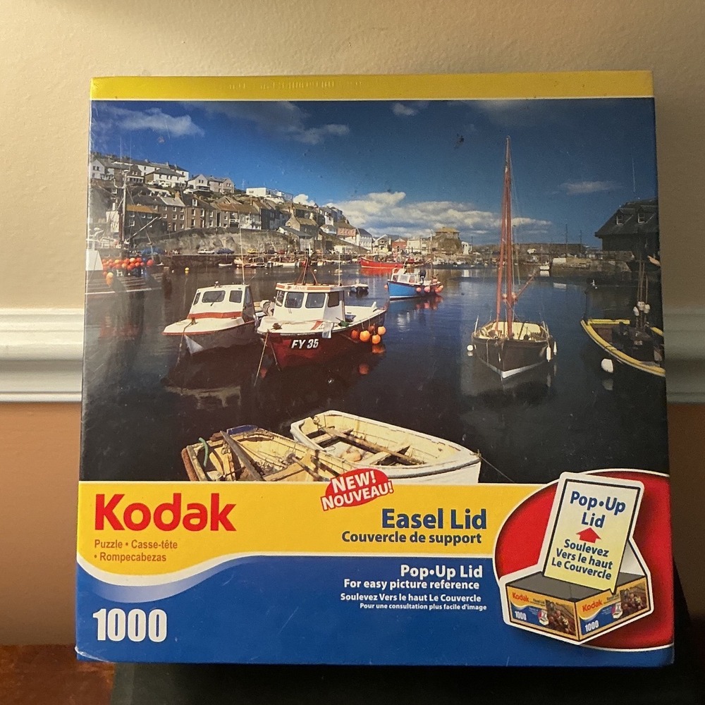 Kodak 1000 Piece Jigsaw Puzzle Mevagissey Harbor Cornwall England Easel Lid 5048